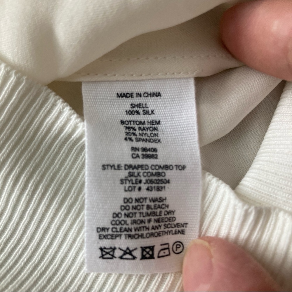 Theory brand silk deep v crossover blouse top pullover ivory L - Picture 9 of 12